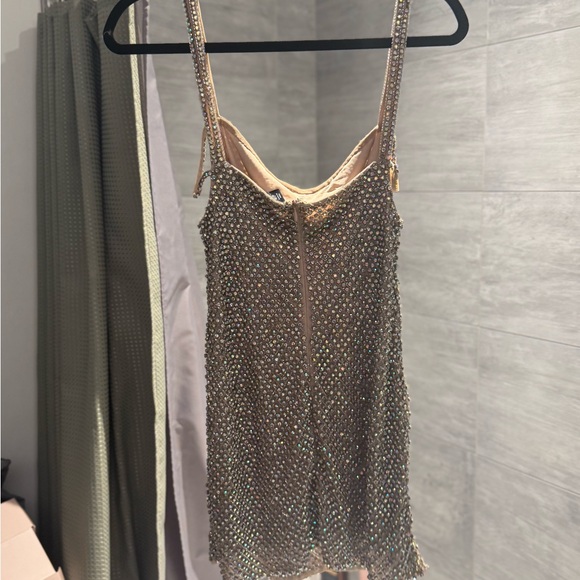 Nasty Gal Premium Glass Stone Encrusted Strappy Slip Dress sz 8 - Picture 8 of 9